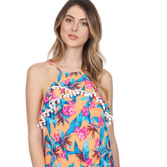 Arizona Floral Gauze Swimsuit Cover-Up Dress-Junio - Picture 2 of 3